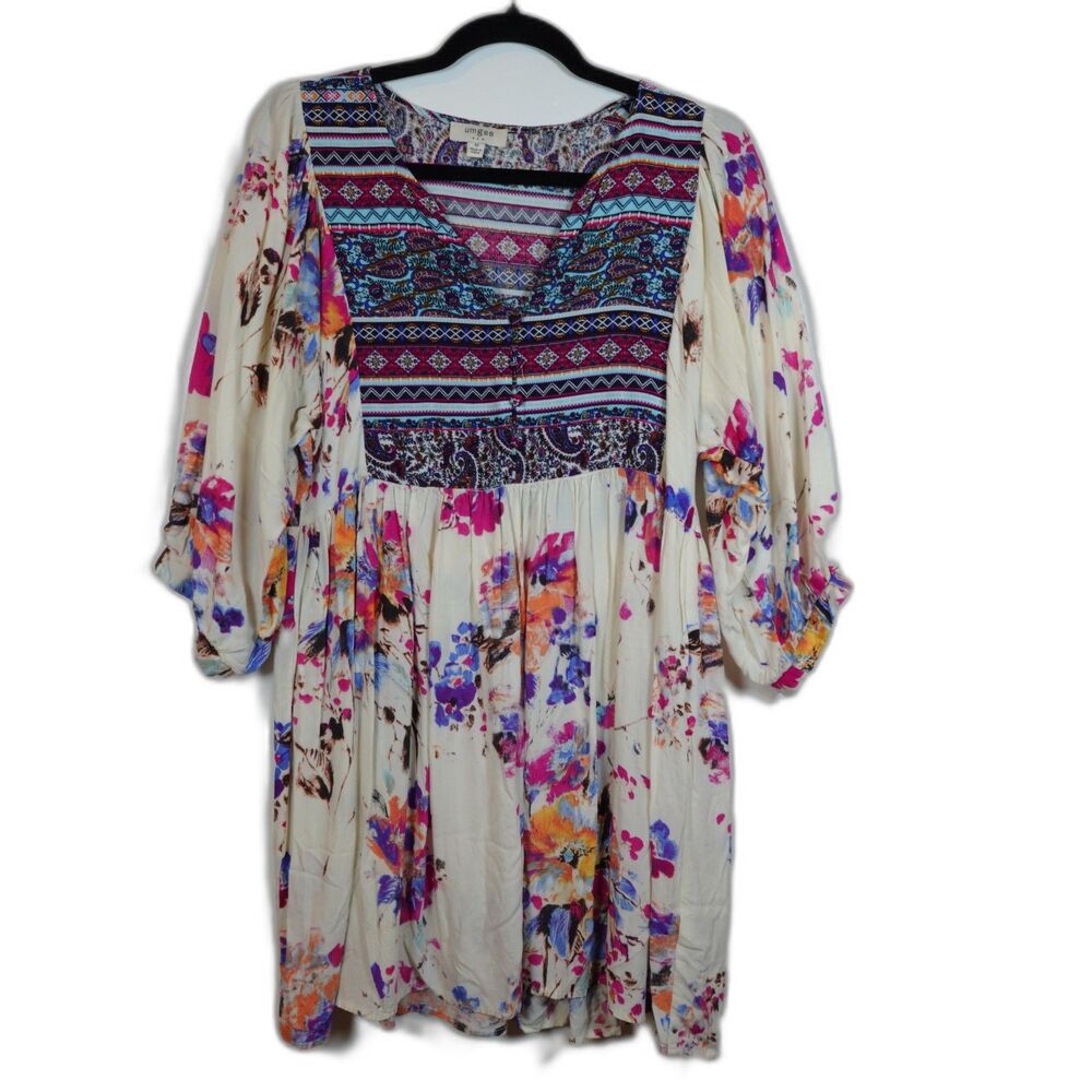 Boho Womens Top Size M Babydoll Floral Bohemian